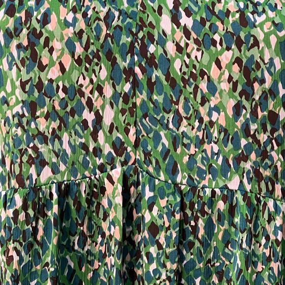 Easel Floral Green Tiered Babydoll Dress S Flowy Earthy Indie Tiered Boho NWT - Picture 7 of 11